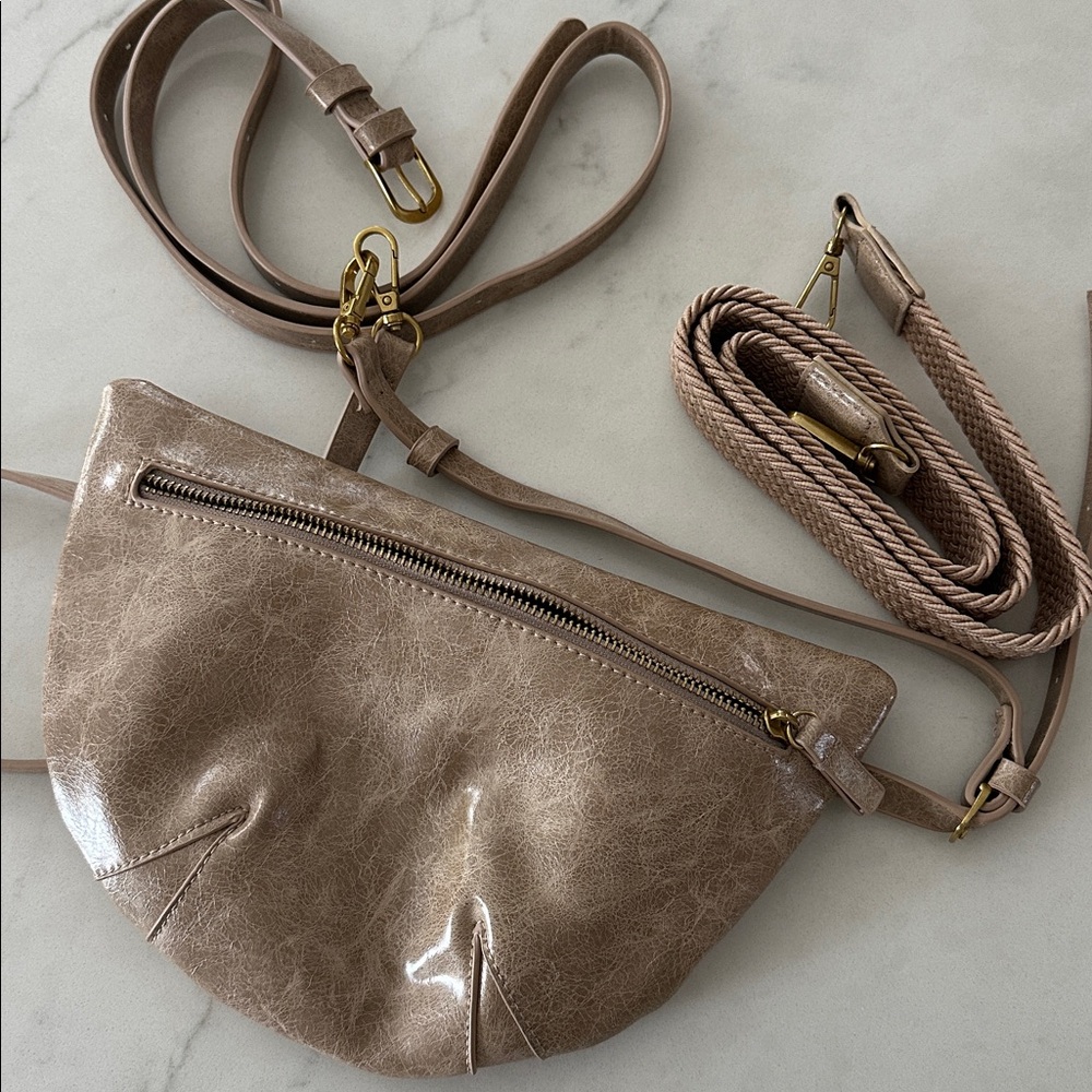 Anthropology Tan Leather crossbody/waist bag.